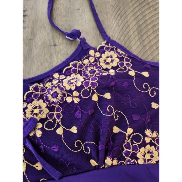 Y2K 90s Satin Fairy Top M Lace Romantic Whimsigoth Dainty Coquette Doll‎ Purple - Picture 7 of 10